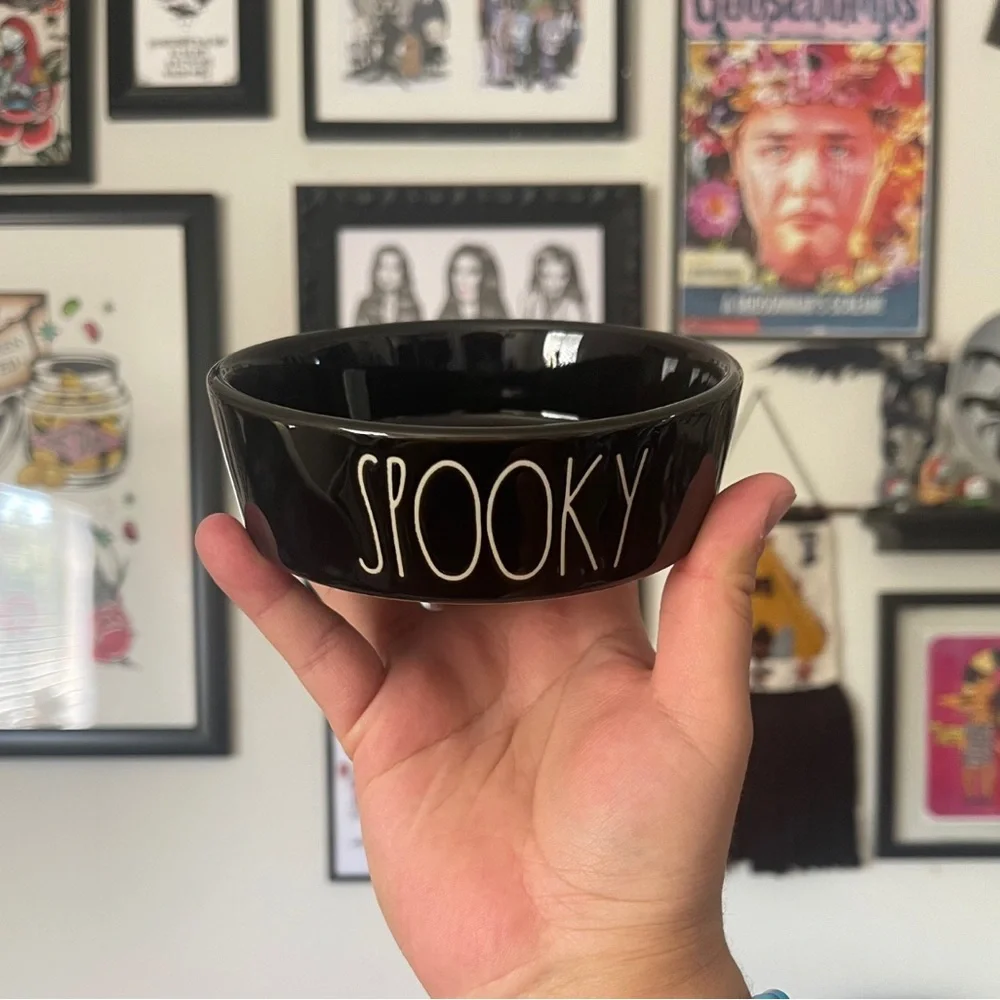 Rae Dunn Black Spooky Halloween Small Dog \ Cat Pet Bowl